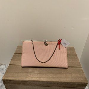 Vintage Pink Purse with Metal Clasp and Metal Handle
